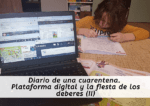 Alejandro haciendo los deberes. Cuarentena. Plataforma digital