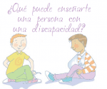 Ni más ni menos. Aparecen dos niños, uno de ellos está enseñando a otro a atarse las zapatillas con una sola mano