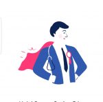 Dibujo de un Médico con capa rosa. Es el logo de la plataforma de salud Savia