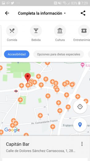 Google maps accesibilidad